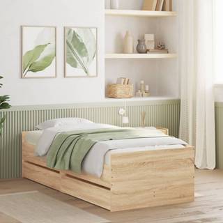 sengeramme med skuffer 100x200 cm sonoma-eg