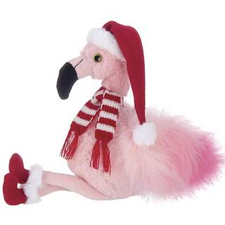Bearington Fifi den festlige flamingo -udstoppede dyr 8,5 tommer juleklusende dekoration