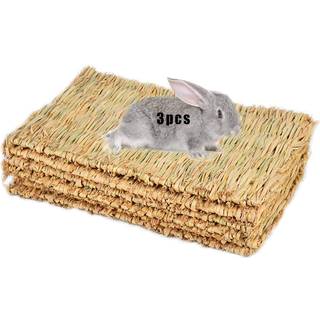 Gr?sm?tte V?vet sengem?tte til lille dyr Bunny Bedding Nest Chew Toy Bed Play Toy For Guinea Pig Parrot Rabbit Bunny Hamster Rat (Pack of 3) (3 G