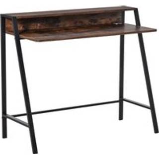 HOMCOM Writing Desk Computer Table Home Office PC Laptop Workstation Storage Shelf Color Rustic Brown Aosom UK