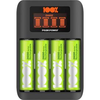 Oplader til AA- og AAA-genopladelige batterier / 4 rum / Inkl 4x AA