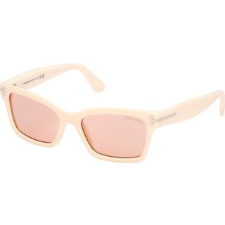 TOM FORD Kvinde FT1085 MIKEL 25Z Solbriller Acetat Elfenben Violet Firkantet Normal Spejl