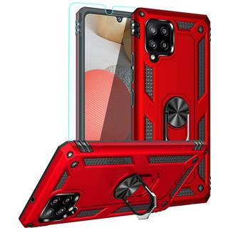 Yzok til Galaxy A42 5G -sag Samsung A42 5G -sag med HD -sk?rmbeskytter [Milit?r klasse] Ring Bilmontering Kickstand Hybrid Hard PC Soft TPU Shock