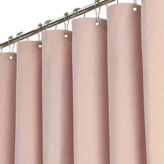 Bttn Blush Fabric Broesforhæng - Linnedstruktureret vægtet klud Bruserforhæng med 12 plastiske kroge Rust Resistent Machine Washable Hotel Spa Lu