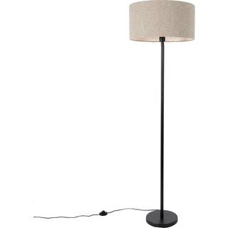 Gulvlampe sort med boucle-skærm taupe 50 cm - Simplo
