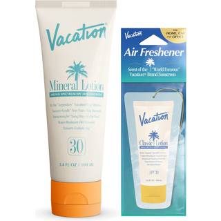 Vacation Mineral Lotion Solcreme SPF 30 & Air Freshener Bundle Non-Nano Zink Oxide Formel No White Cast Vandafvisende Dermatolog-testet Vegan Tra