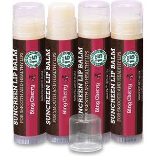 SPF Lip Balm 4 -Pack af Jordens datter - Lip solcreme SPF 15 Organiske ingredienser Cherry Flavor Beeswax Coconut Oil vitamin E - Hypoallergenisk