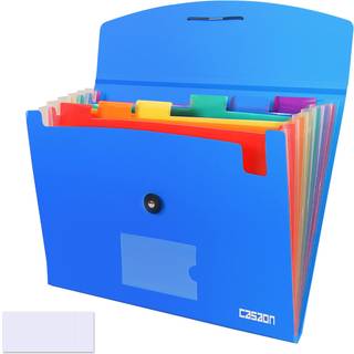 7 Pocket Accordian File Mapper Expanding File File A4 Letter Size Paper Portable Document Organizer-Blue