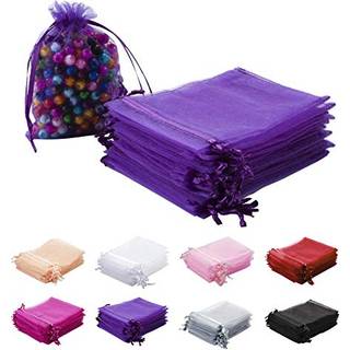 Motyawn 100 pcs Purple Organza Bags 4x5 bryllupsfest Favoritposer Mesh Gaveposer Smykkerposer til fest baby shower jul Valentinsdag Candy favorit
