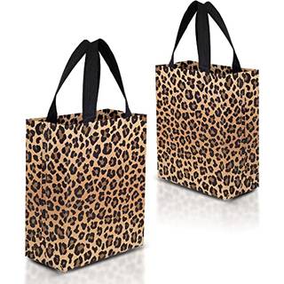Nush Nush Leopard Giftposer Medium st?rrelse - S?t af 12 genanvendelige dyreprint gaveposer med h?ndtag - Cheetah Party Favors Bags Birth