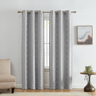 Elrene Home Fashions Kendal Geometric Broderet termisk blackout -vinduesgardinpanel med grommets s?t p? 2 37 """" x84 """" Gr?