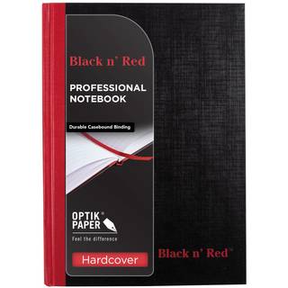 Black N 'Red Notebook Business Journal 8-1/4 """" X 5-7/8 """" 96 ark regerede Optik Paper Hardcover Casebound Black (E66857)