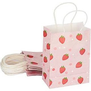 BaShiDer Strawberry Gaveposer 5,9x8,26x3,15-tommer Strawberry Party Favor Poser 16 stk. Papirposer med hndtag til festfavoritter (Strawberry-Pin