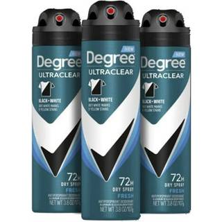 Degree Men UltraClear Black + White MotionSense Tørspray Antiperspirant, 3-pak, 3,8 oz hver - beskytter tøj mod deodorantpletter