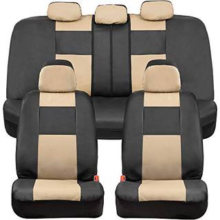 BDK Croc Skin Faux Leather Car Seat Covers Full Set Beige - Front and Back Split Bench Seat Covers Airbag Kompatible indvendige covers til biler