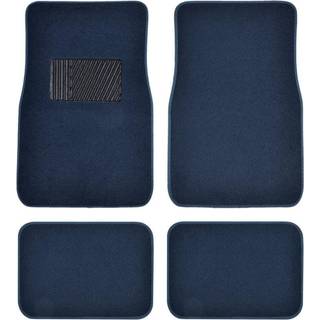 BDK Premium 4pc S?t med t?ppebilgulvm?tter med vinylsikkerhedsh?lpude til biltruck SUV Coupe Sedan Blue (MT-100-BL)