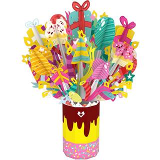 LovePop f?dselsdagskage buket 10.25x7-3d papir blomster lyk?nskningskort - f?dselsdag buket papir blomster pop up buket kort blomster f?dselsdags