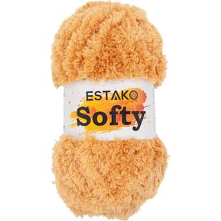 Estako Softy 100% polyester fluffy blød tyk voluminøs vægt #5 garn til hækling og strik 3,52 oz (100 gr) 98 yds (90 m) (9870 - honning)