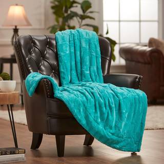 Chanasya premium pr?get faux pels kast t?ppe - super bl?d letv?gt Minky t?ppe - 50 """" X 65? - Sky Teal