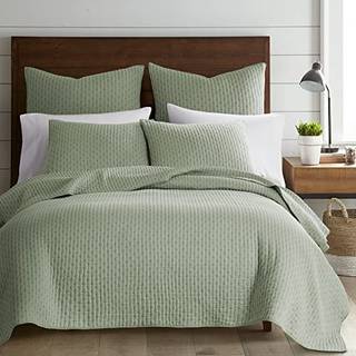 Levtex Home - Cross Stitch Desert Sage Quilt Set - 100% bomuld - Twin/Twin XL Quilt (68x86in.) 1 Standard Sham (26x20in.) - Reversible - Bomulds