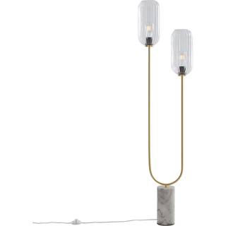 Art Deco gulvlampe messing med klart glas 2-lys - Rid