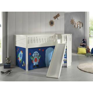 Halvhøj seng med rutsjebane 90×200 – Scott sæt, hvid