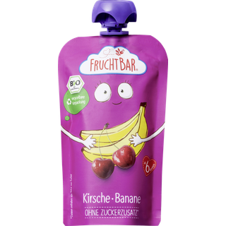 FruchtBar Økologisk frugtpuré kirsebær, banan 107.92 DKK/1 kg (8 x 120.0g)