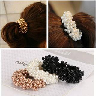 Aysekone 3 Pack Fashion Imitation Pearl Hair Tilbeh?r: b?nd b?nd Roper Rings Scrunchies Ponytail Holder for Women Girls