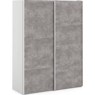 Veto skydedørsskab B150 cm 2 låger, hvid og beton dekor.