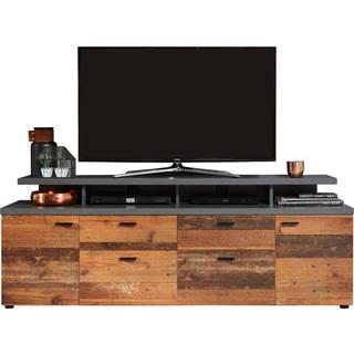 Mood TV møbel 2 låger, 2 skuffer, 4 åbne rum, 2 klapper eg dekor, Old Wood dekor.