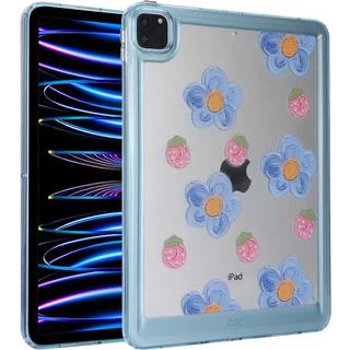 iPad Pro 11" ( 2022 / 2021 / 2020 / 2018) Fleksibelt Plastik Bagside Cover - Blomster og Jordbær
