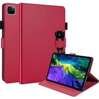 iPad Pro 11" (2022 / 2021 / 2020) Læder Flip Cover m. Dyremotiv - Rød