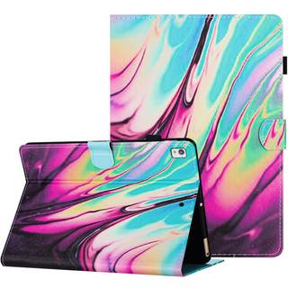 iPad 10.2" (2021 / 2020 / 2019) Læder Flip Cover m. Ståfunktion & Kortholder - Lyserød / Blå Marmor