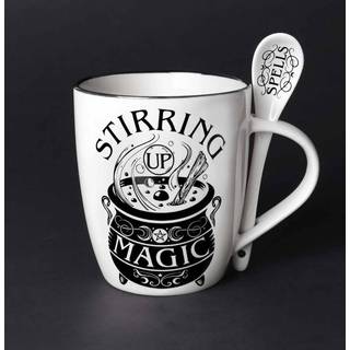 Weiße Stirring Up Magic Tasse mit Löffel