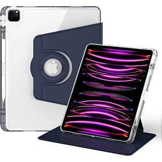 iPad Pro 12.9" (2022 / 2021 / 2020 / 2018) 2 i 1 Hybrid Flip Cover m. Pen Holder og Kameralinse Beskytter - Blå / Gennemsigtig