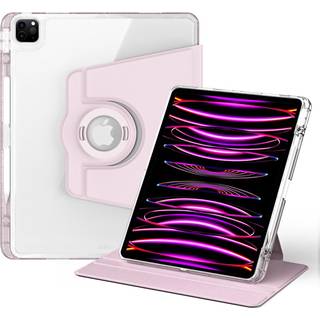 iPad Pro 12.9" (2022 / 2021 / 2020 / 2018) 2 i 1 Hybrid Flip Cover m. Pen Holder og Kameralinse Beskytter - Pink / Gennemsigtig
