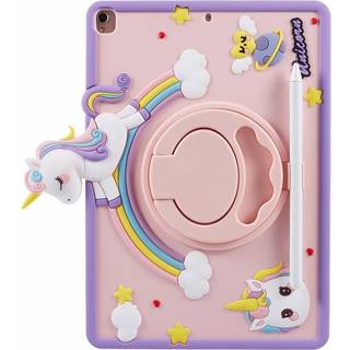iPad 10.2" (2021 / 2020 / 2019) / iPad Pro 10.5" / iPad Air (2019) Børne Bagside Cover m. Stander & Cartoon - Lyserød
