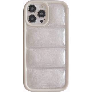 iPhone 15 Pro Fleksibelt Plastik Bagside Cover m. Dunjakke Tekstur - Hvid