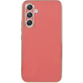 Samsung Galaxy A25 (5G) Fleksibelt Plastik Bagside Cover m. Guld Kant - Rød