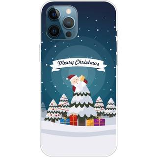iPhone 15 Pro Fleksibelt Plast Bagside Jule Cover - Merry Christmas - Julemand i Juletræ