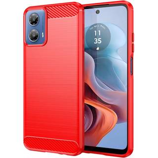 Motorola Moto G34 Brushed Carbon Bagside Cover - Rød