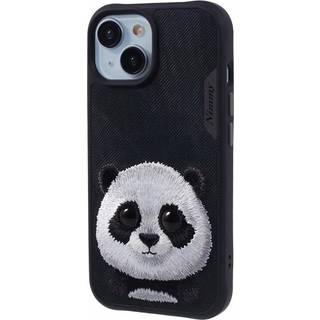 iPhone 15 Hybrid Bagside Cover m. Dyremotiv & Brodering - Panda