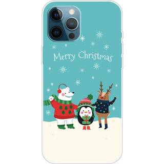 iPhone 15 Pro Fleksibelt Plast Bagside Jule Cover - Merry Christmas - Venner i Sneen