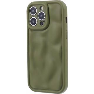 iPhone 15 Pro Fleksibelt Plastik Cover m. Bølget Design V2 - Mat Grøn