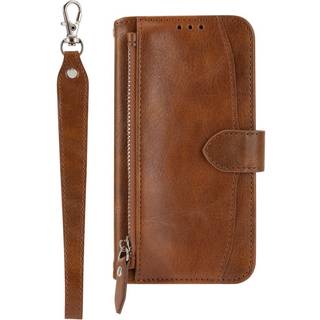 Samsung Galaxy A25 (5G) Læder Flip Cover m. Lynlåslomme & Strop - Brun