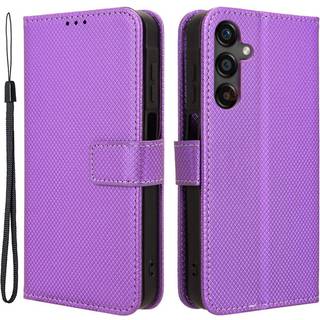 Samsung Galaxy A25 (5G) Læder Flip Cover m. Strop & Tekstur - Lilla