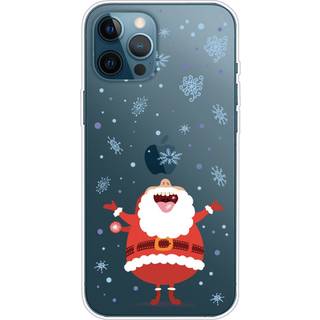 iPhone 15 Pro Max Fleksibelt Plastik Jule Bagside Cover - Grinende Julemand