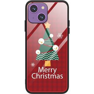 iPhone 15 Jule Bagside Cover m. Glasbagside - Merry Christmas - Juletræ