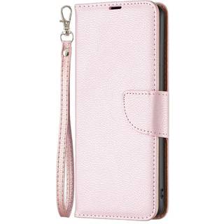 Samsung Galaxy A15 (5G) / A15 PU Litchi Læder Flip Cover m. Pung & Strop - Rose Gold