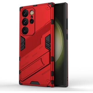 Samsung Galaxy S24 Ultra Hybrid Håndværker Bagside Cover m. Kickstand - Rød